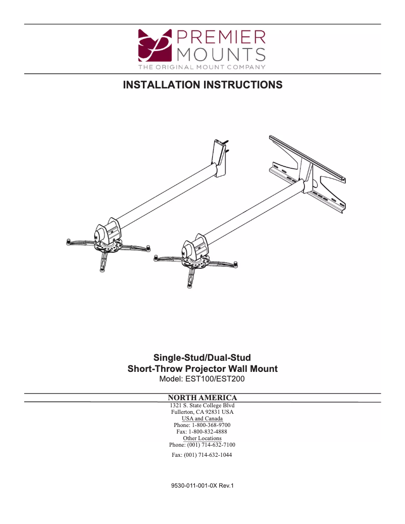 Page n°1 - Manuel utilisateur Premier Mounts EST100
