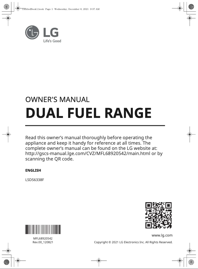 Page 1 de la notice Manuel utilisateur LG LSDS6338F