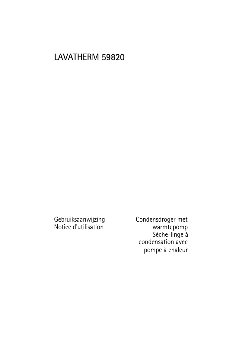 Page n°1 - Manuel utilisateur AEG-Electrolux Lavatherm 59820
