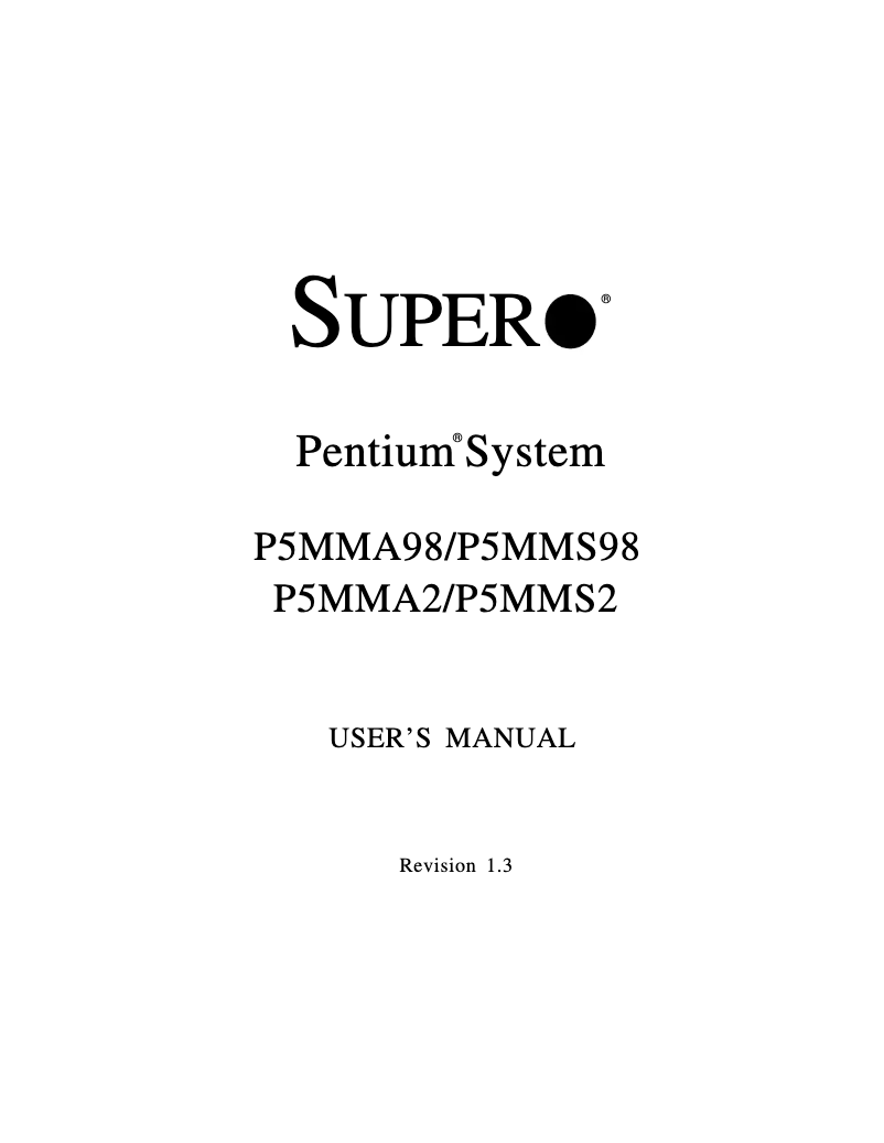 Page n°1 - Manuel utilisateur Supermicro P5MMS98