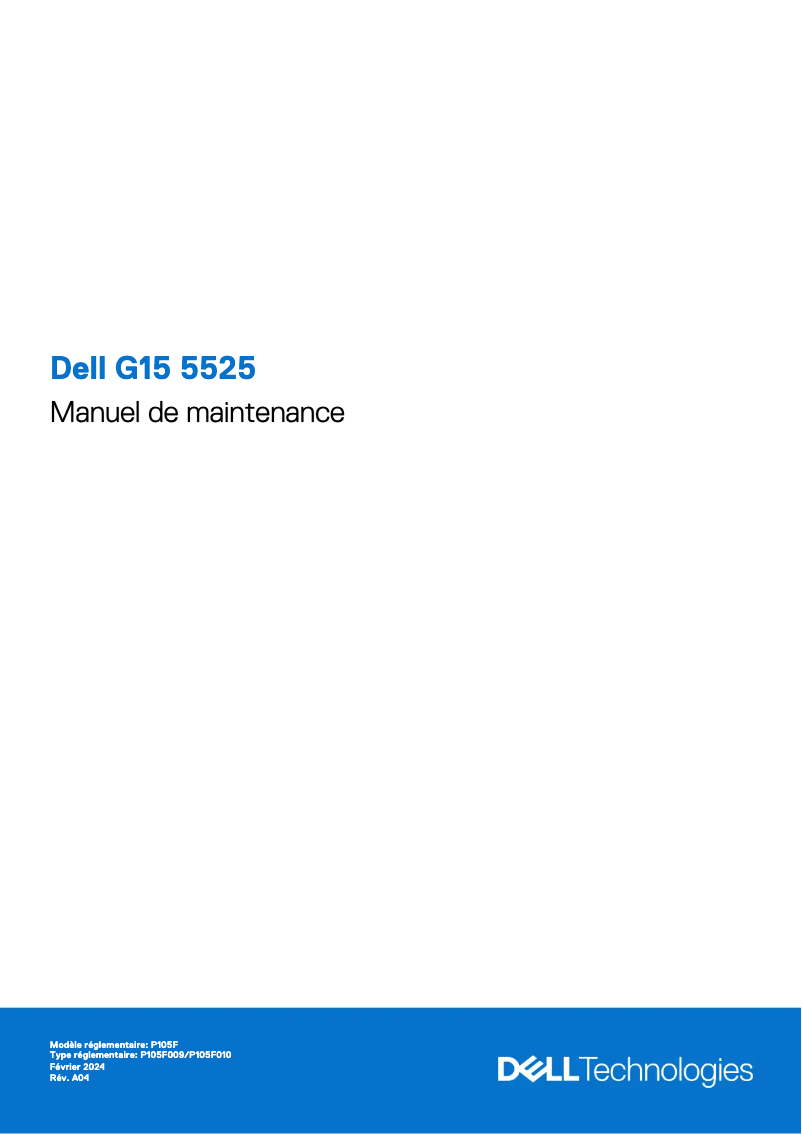 Page 1 de la notice Manuel utilisateur Dell G15 5525