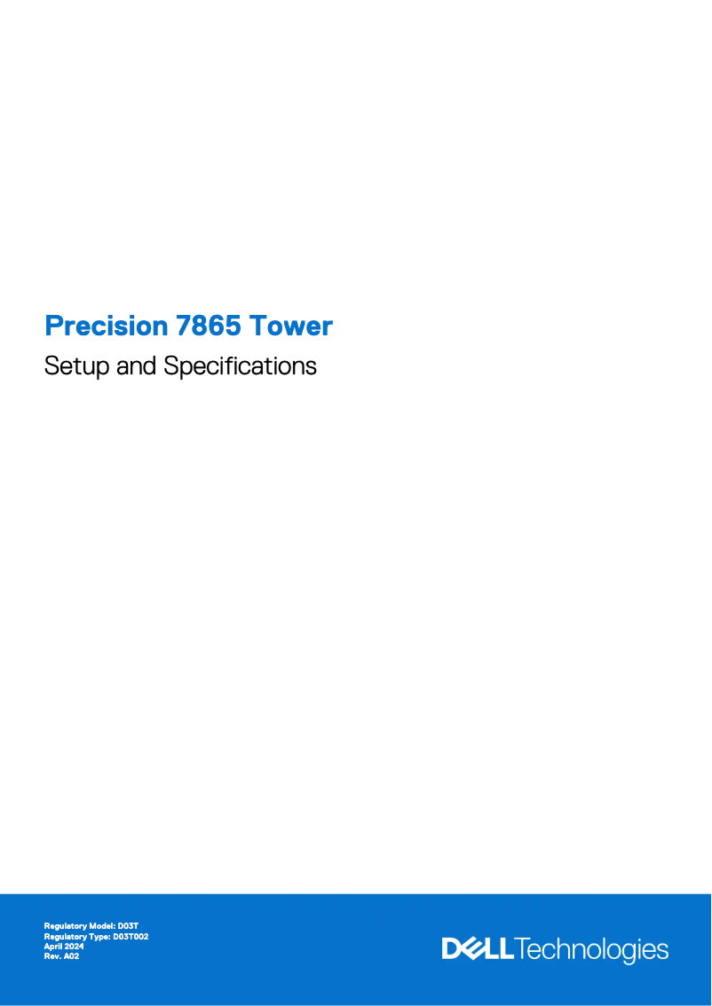 Image de la première page du manuel de l'appareil Precision 7865 Tower