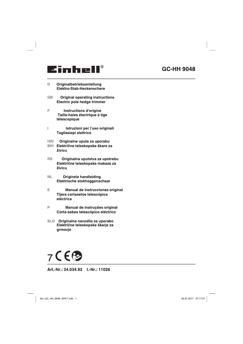 Page n°1 - Manuel utilisateur Einhell GC-HH 9048