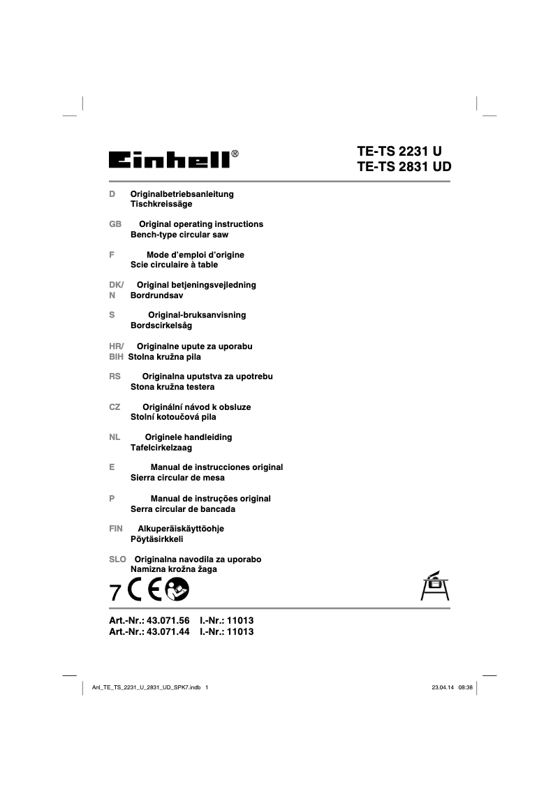 Image de la première page du manuel de l'appareil TE-TS 2831 UD