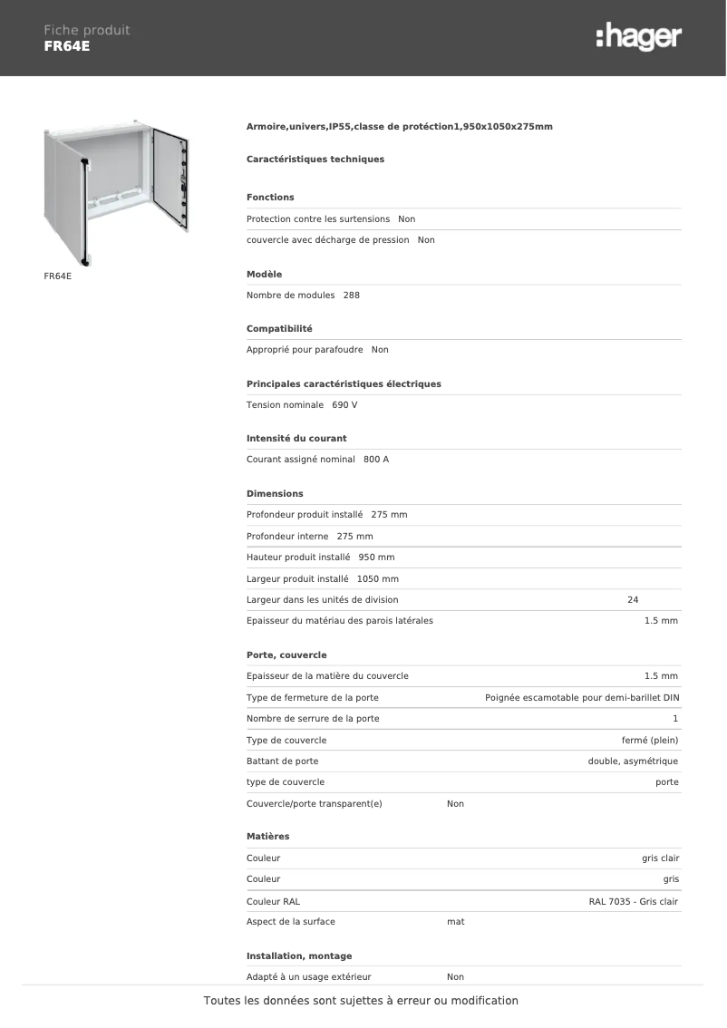 Image de la première page du manuel de l'appareil FR64E