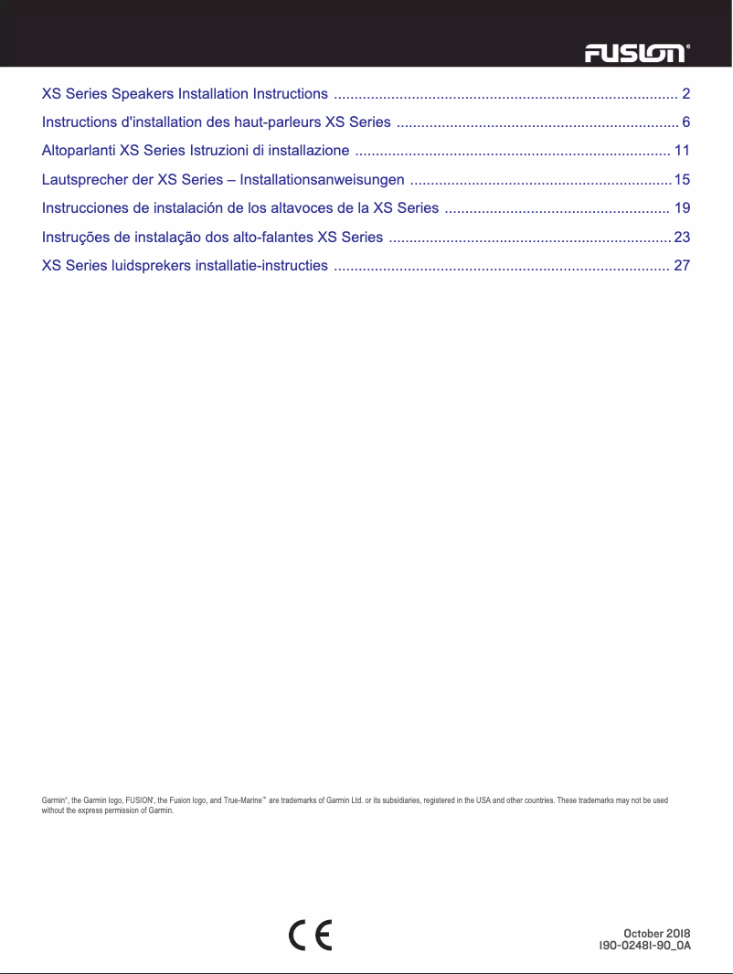 Page 1 de la notice Manuel utilisateur Fusion XS-F77CWB