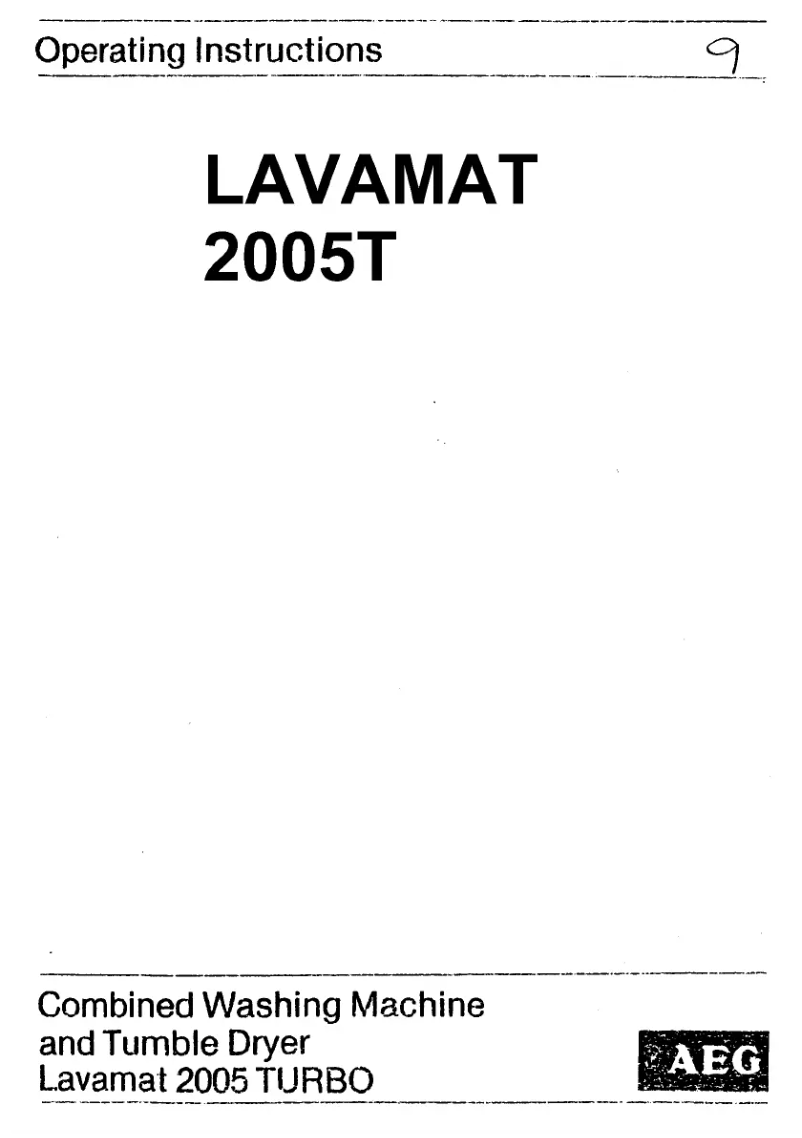 Page 1 de la notice Manuel utilisateur AEG Lavamat 2005T