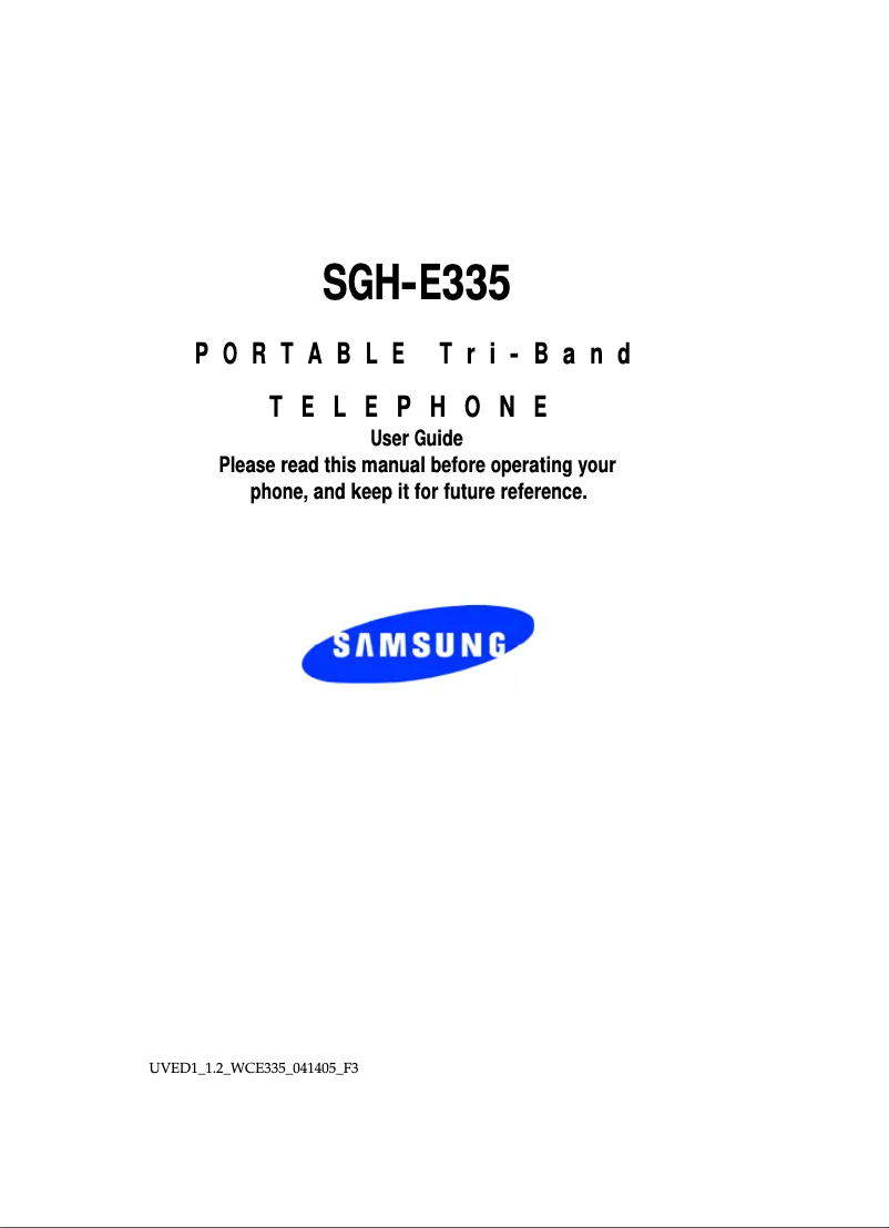 Page n°1 - Manuel utilisateur Samsung SGH-E335