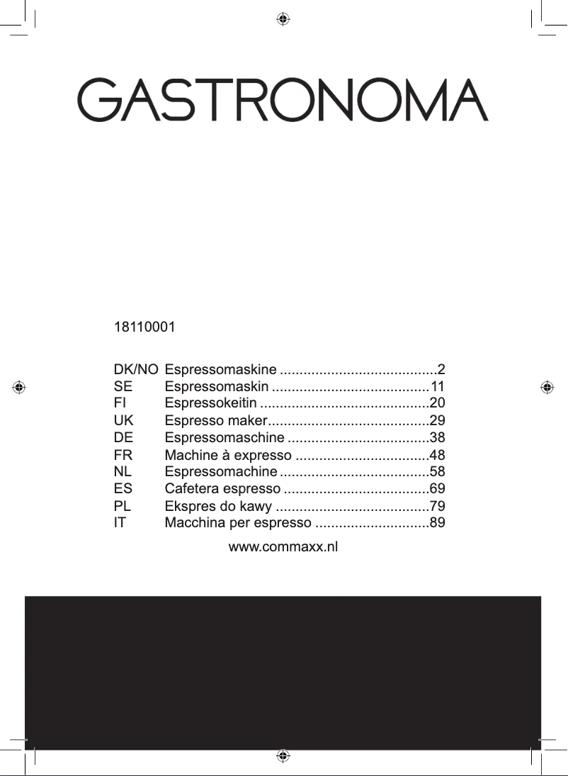 Página 1 del manual Manual de usuario Gastronoma 18110001