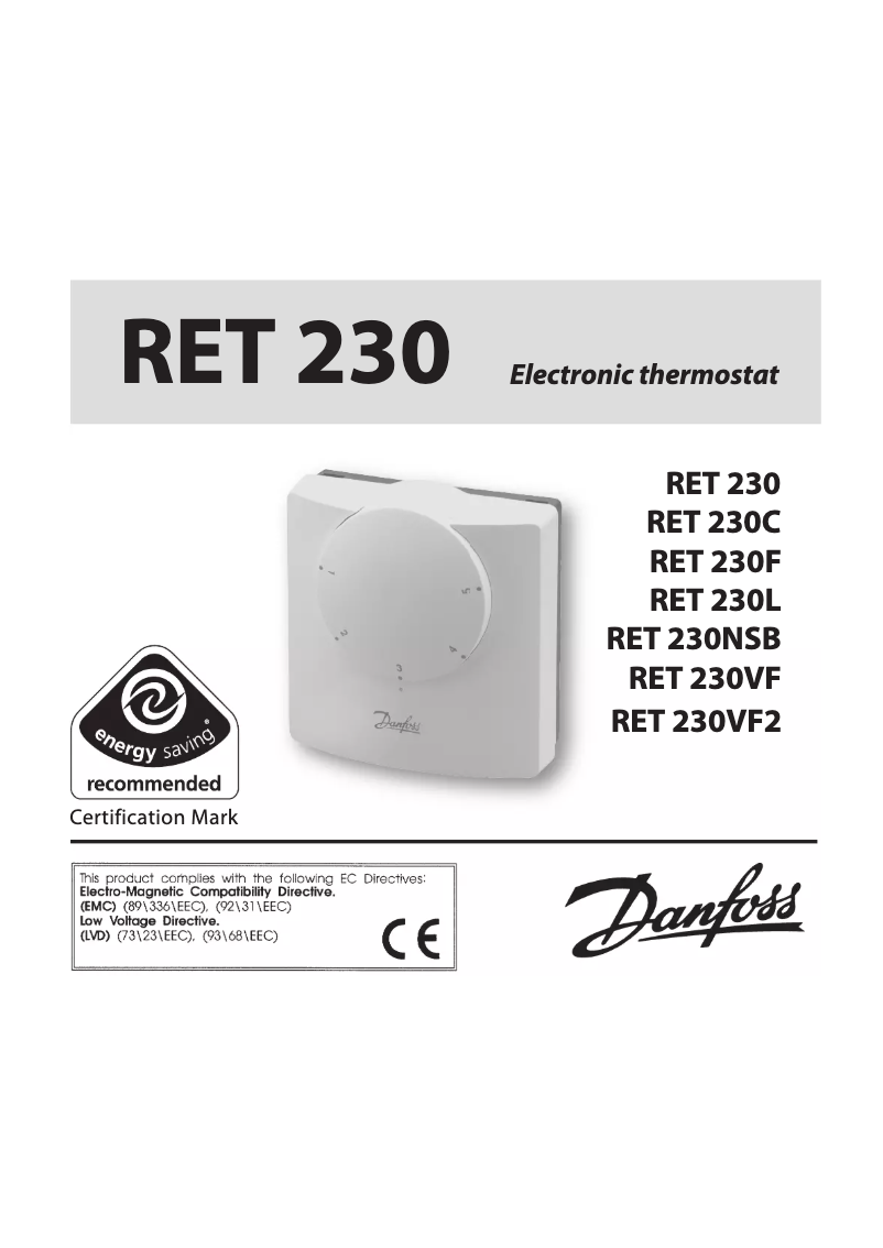 Page 1 de la notice Manuel utilisateur Danfoss RET 230NSB
