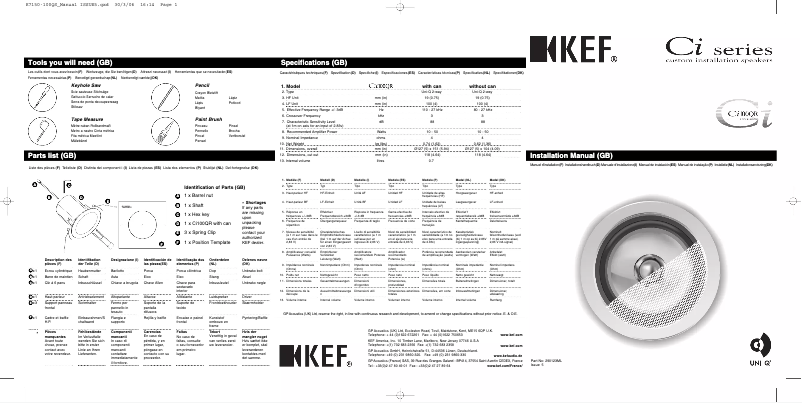 Page n°1 - Manuel utilisateur KEF CI 100QR