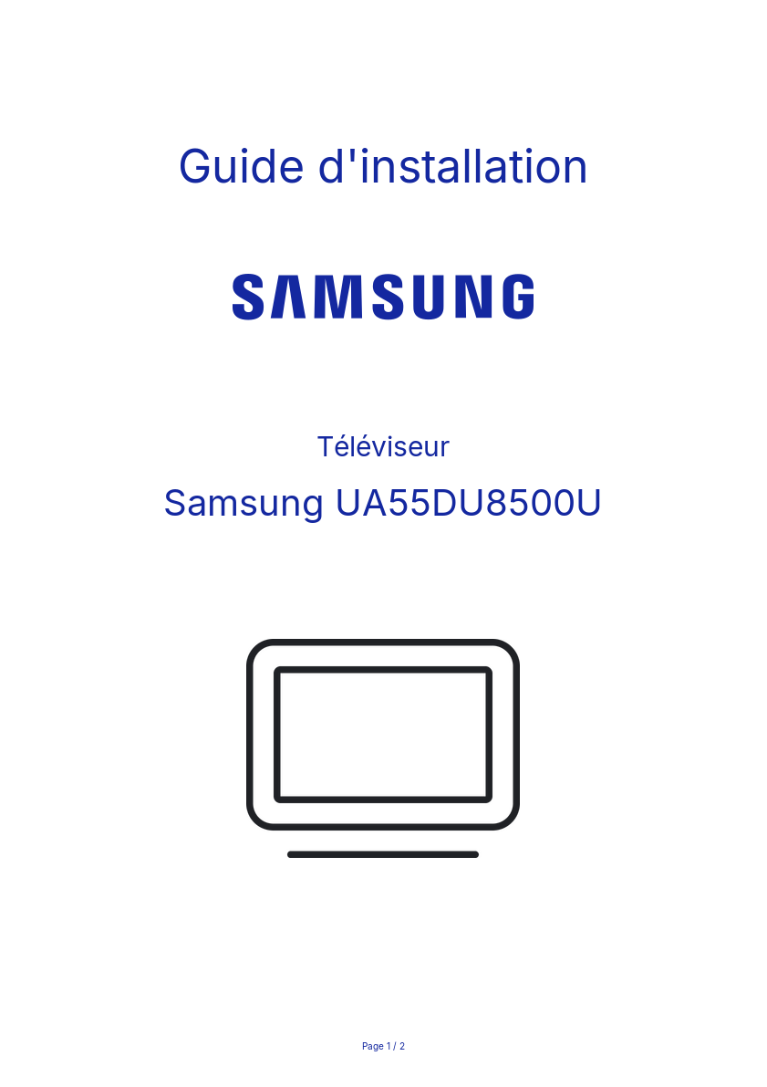 Page n°1 - Guide d'installation Samsung UA55DU8500U