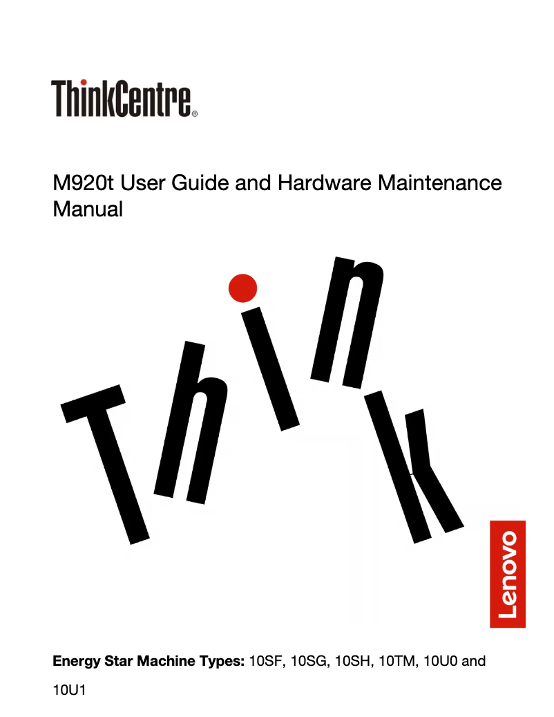 Page 1 de la notice Manuel utilisateur Lenovo Thinkcentre M920t