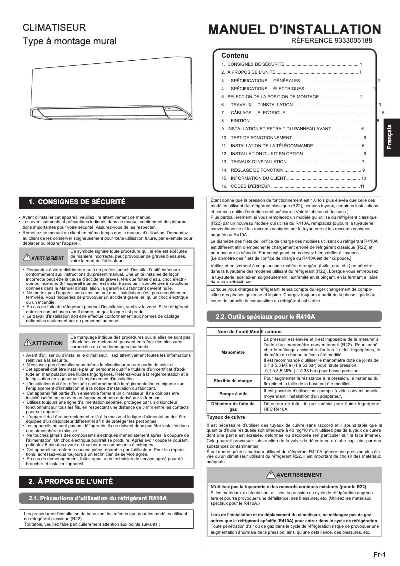 Image de la première page du manuel de l'appareil ASYG14LMCE