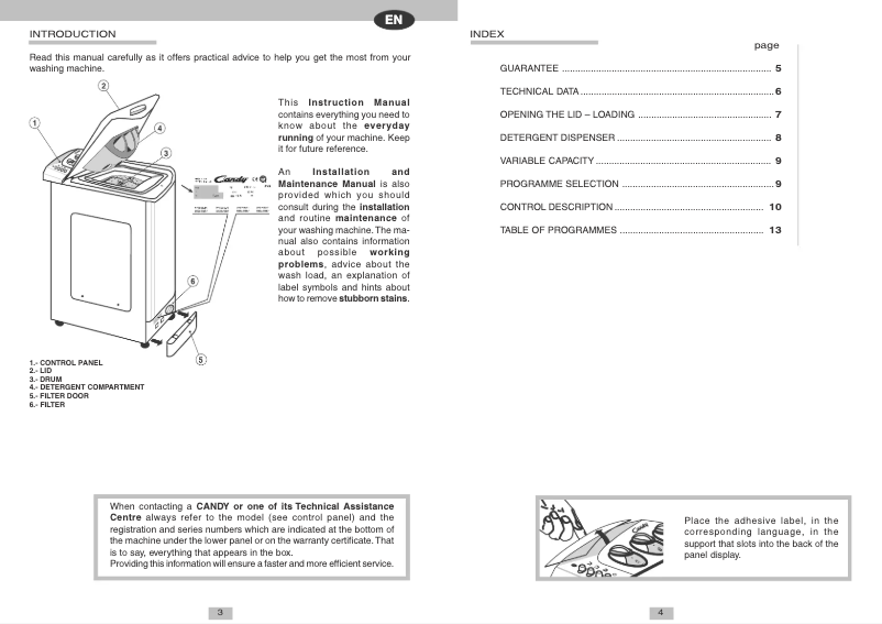 Page n°1 - Manuel utilisateur Candy LB CTS60T CI