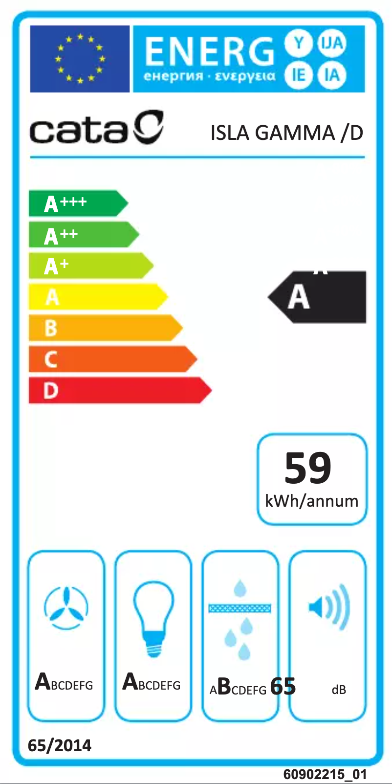 Page 1 de la notice Label énergétique CATA Isla Gamma