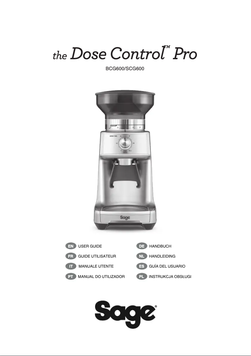 Image de la première page du manuel de l'appareil The Dose Control Pro SCG600