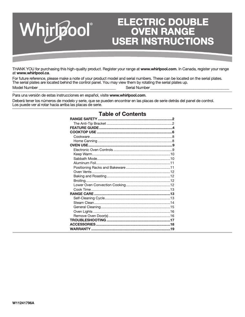 Imagen de la primera página del manual del dispositivo WGE745C0FE