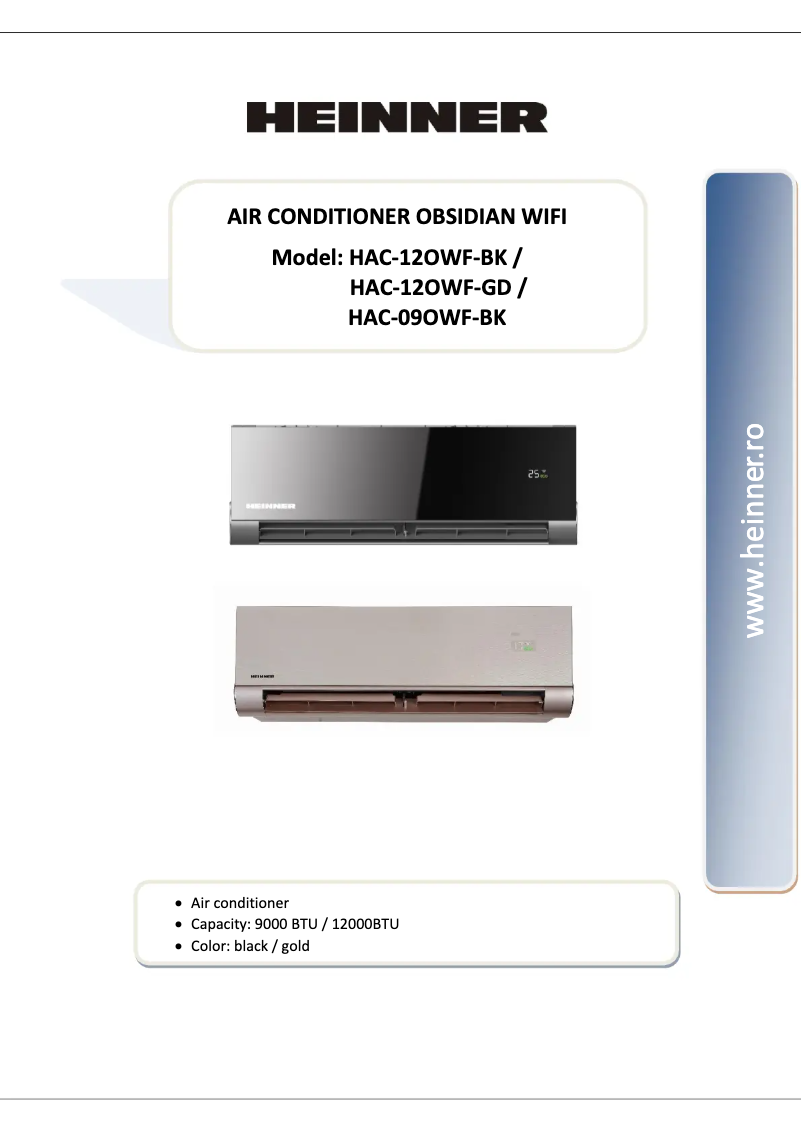 Page 1 de la notice Manuel utilisateur Heinner HAC-12OWF-GD
