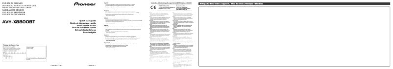 Página 1 del manual Guía de inicio rápido Pioneer AVH-X8800BT