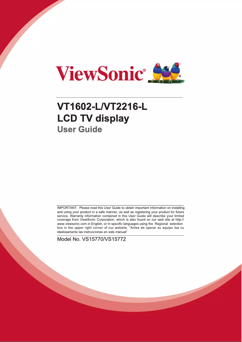 Page 1 de la notice Manuel utilisateur Viewsonic VT2216-L
