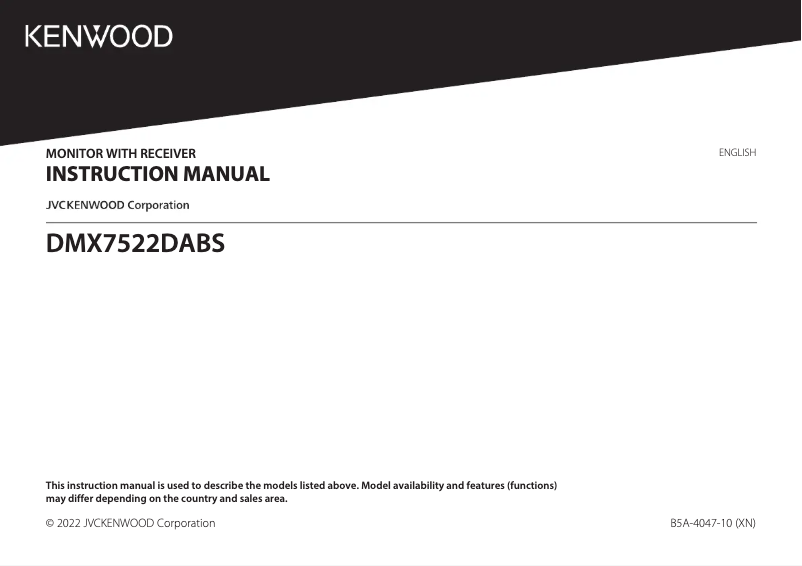 Page n°1 - Manuel utilisateur Kenwood DMX7522DABS