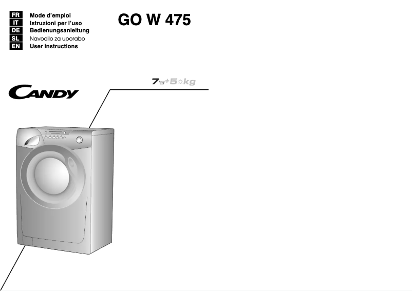 Page 1 de la notice Manuel utilisateur Candy GO W475-S
