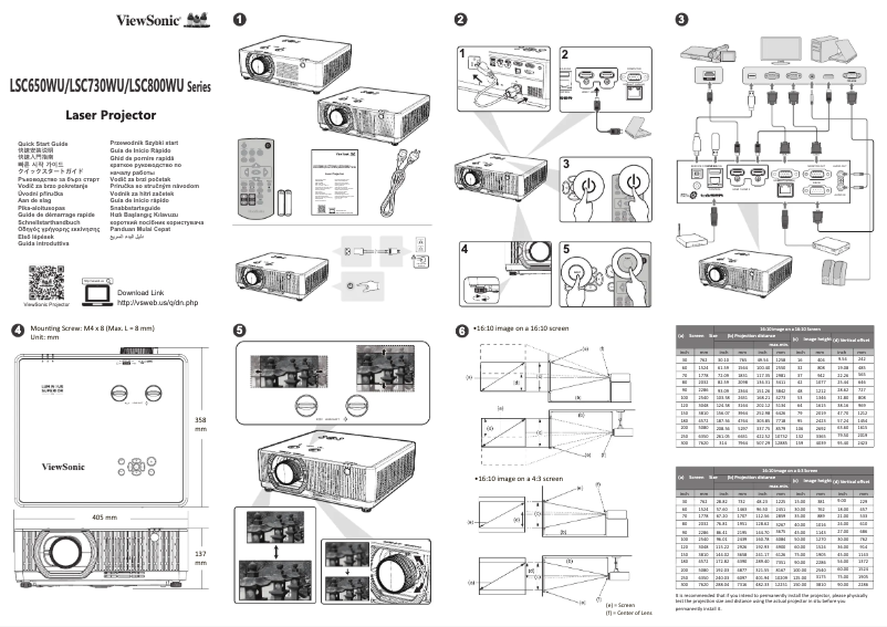 Page n°1 - Guide de démarrage rapide Viewsonic LSC650WU