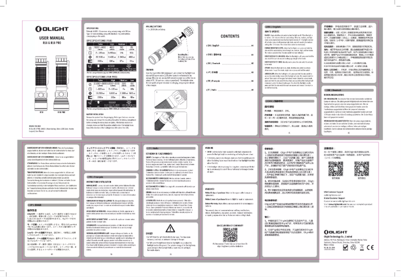 Page 1 de la notice Manuel utilisateur Olight R18 PRO