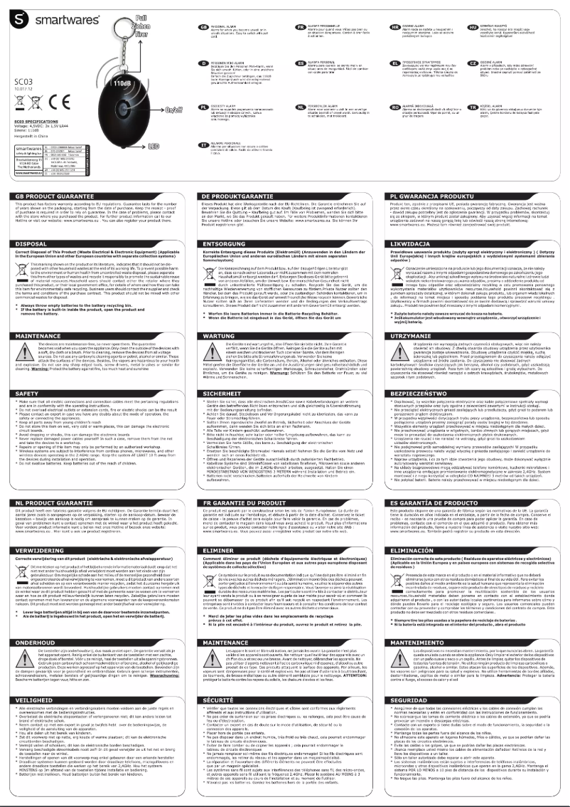 Image de la première page du manuel de l'appareil SC03