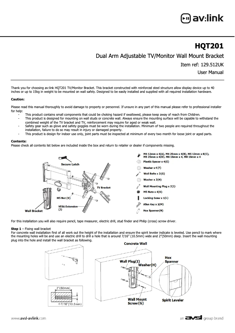 Page n°1 - Manuel utilisateur AV:link HQT201