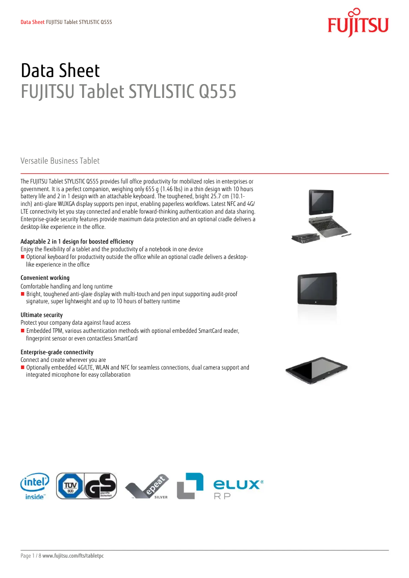 Page n°1 - Manuel utilisateur Fujitsu Q555