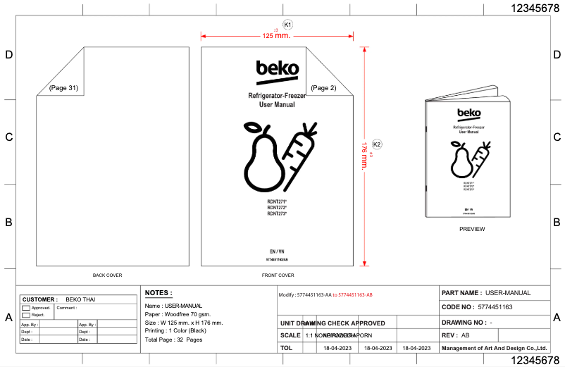Page 1 de la notice Manuel utilisateur Beko RDNT271I50VHFSU