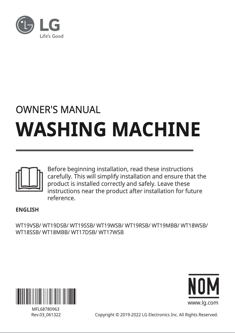 Image de la première page du manuel de l'appareil WT19MBB