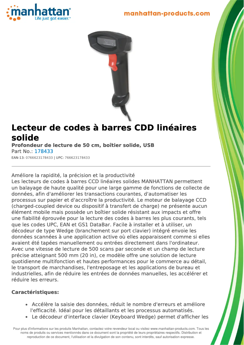 Página 1 del manual Ficha técnica Manhattan 178433