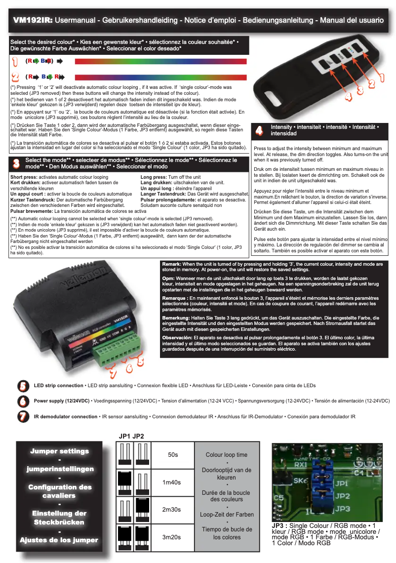 Page 1 de la notice Manuel utilisateur Velleman VM192IR