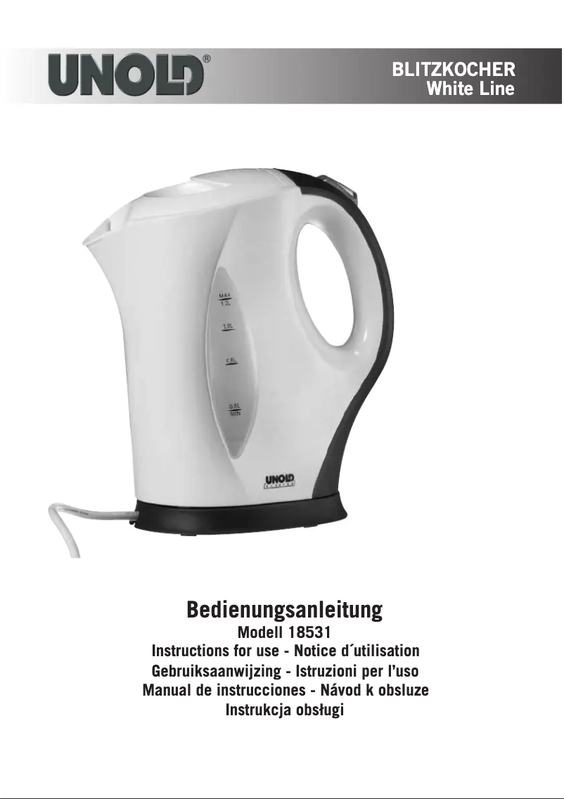 Página 1 del manual Manual de usuario Unold 18531 Blitzkocher White Line