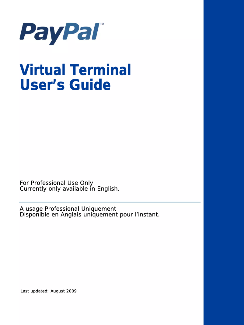 Image de la première page du manuel de l'appareil Virtual Terminal (2009)