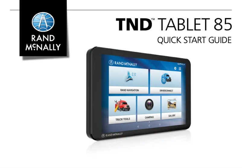 Page n°1 - Guide de démarrage rapide Rand McNally TND Tablet 85
