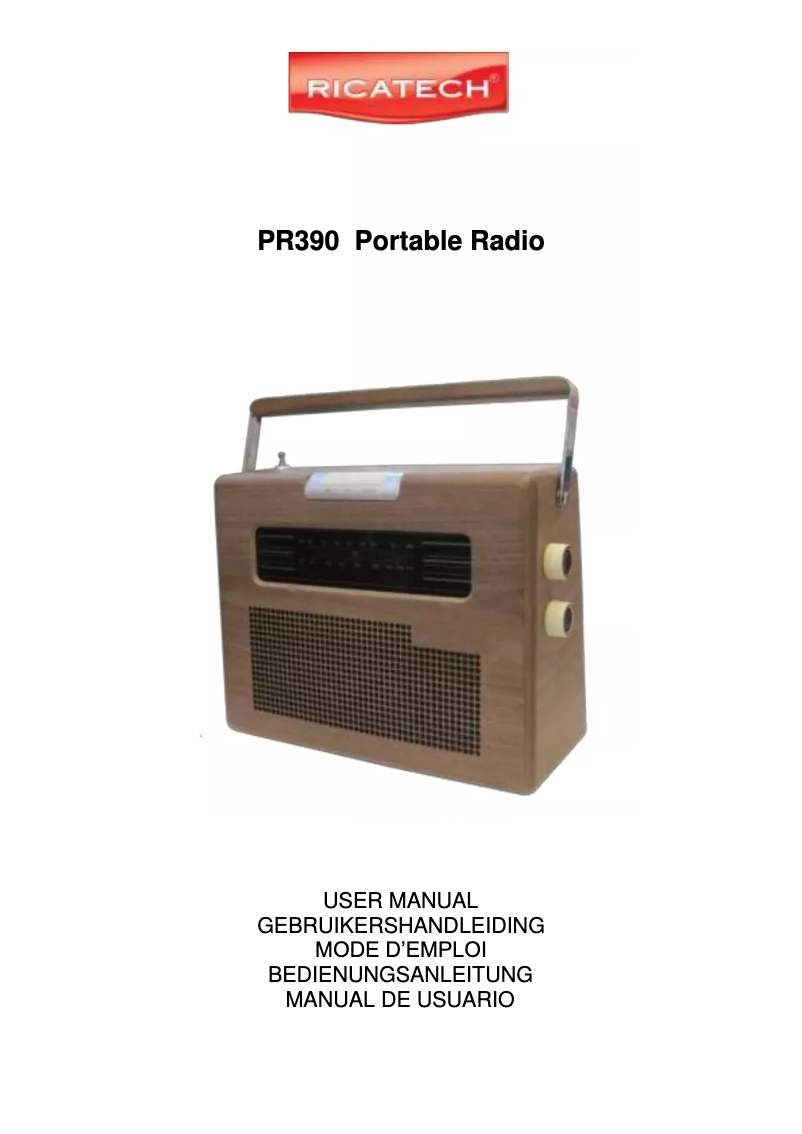 Page n°1 - Manuel utilisateur Ricatech PR390