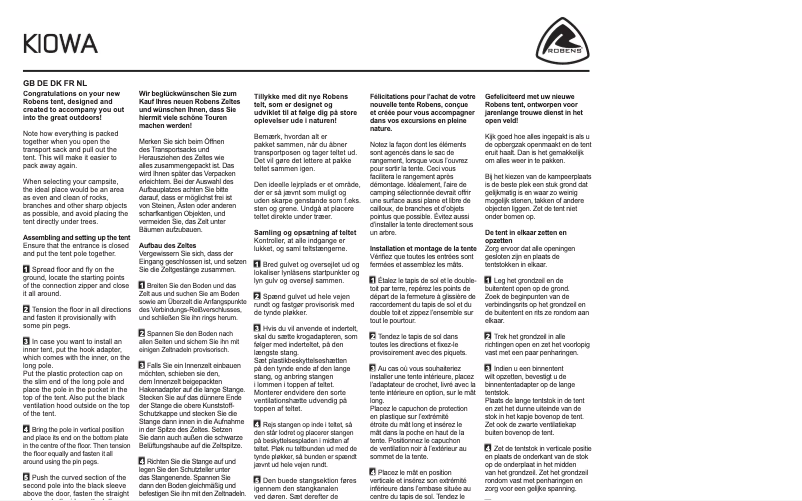 Page 1 de la notice Manuel utilisateur Robens Kiowa