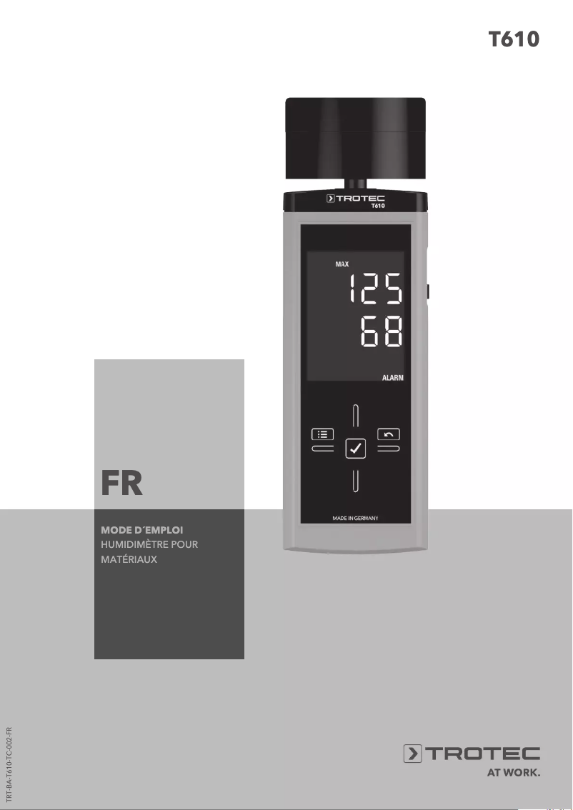 Page 1 de la notice Manuel utilisateur Trotec T610