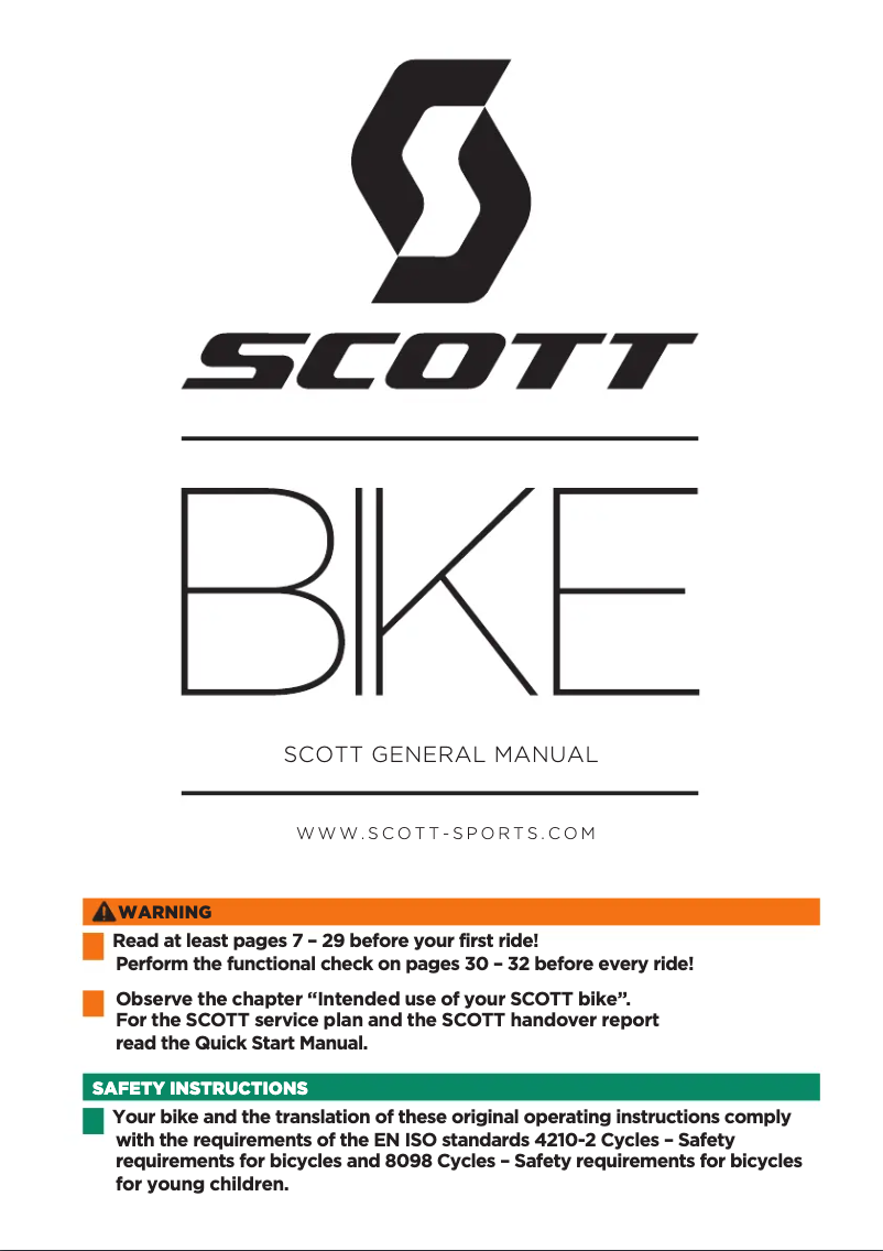 Page n°1 - Manuel utilisateur Scott Scale RC World Cup EVO