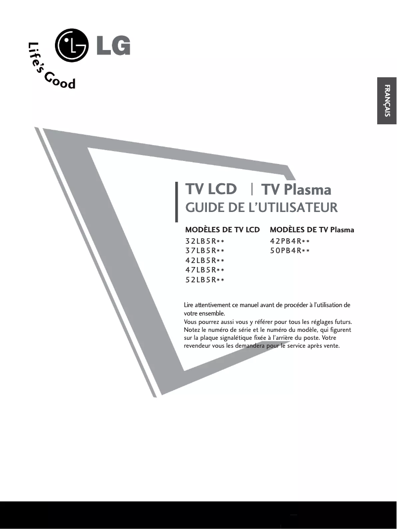 Page 1 de la notice Manuel utilisateur LG 42LB5RTC