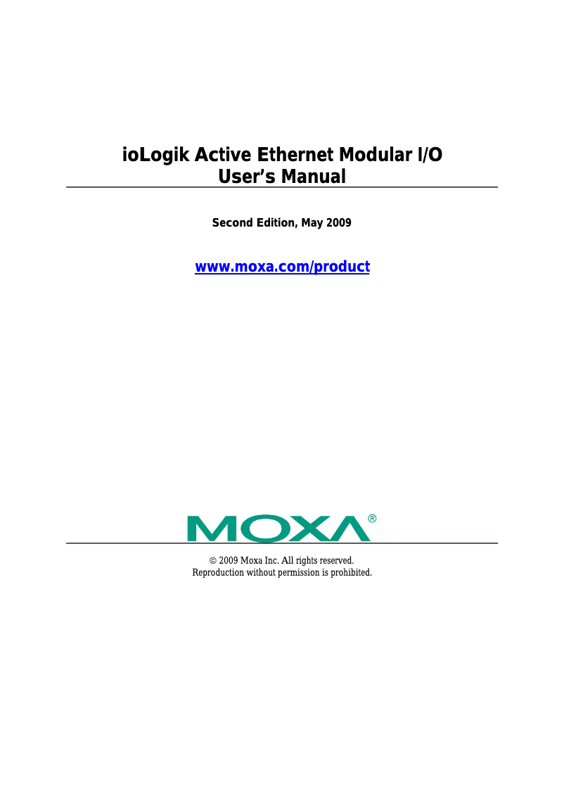 Page 1 de la notice Manuel utilisateur Moxa ioLogik E4200