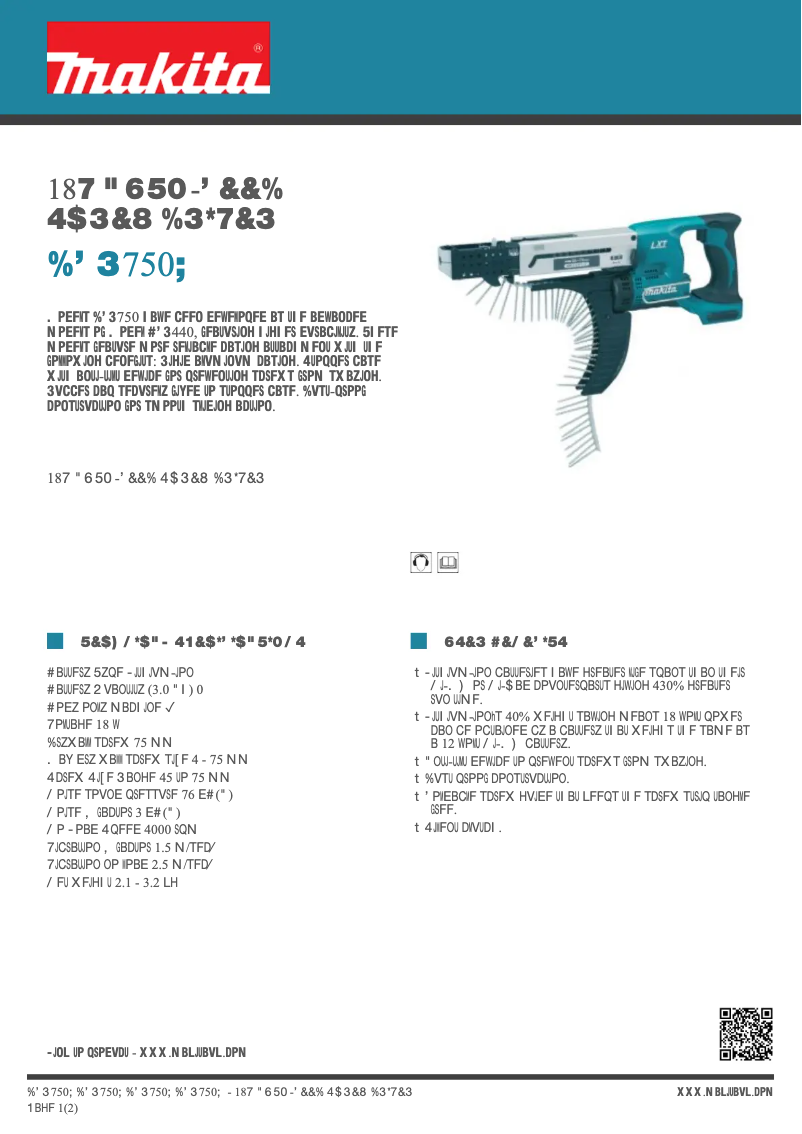 Page n°1 - Fiche technique Makita DFR750Z