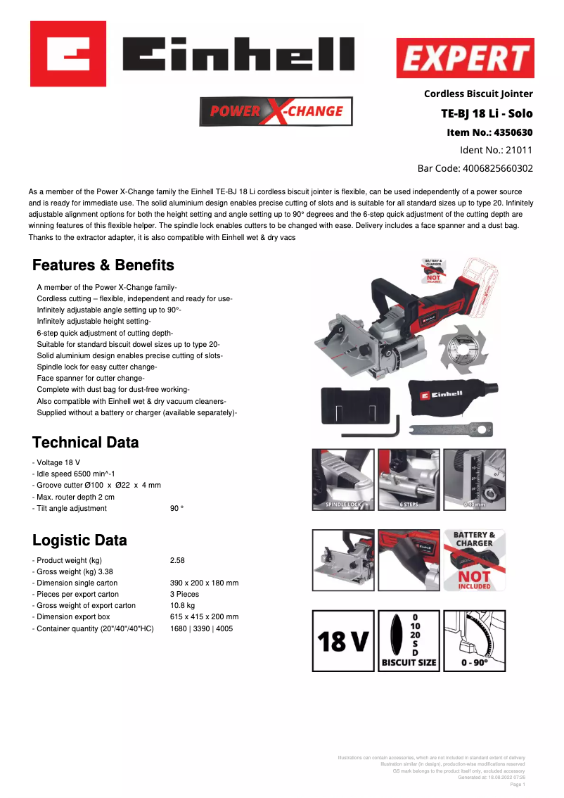 Image de la première page du manuel de l'appareil TE-BJ 18 Li