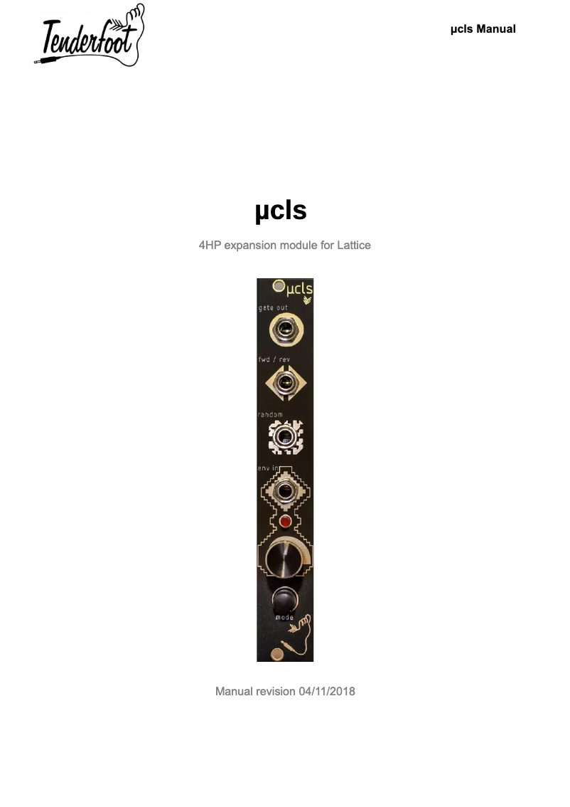Page 1 de la notice Manuel utilisateur Tenderfoot Electronics µcls