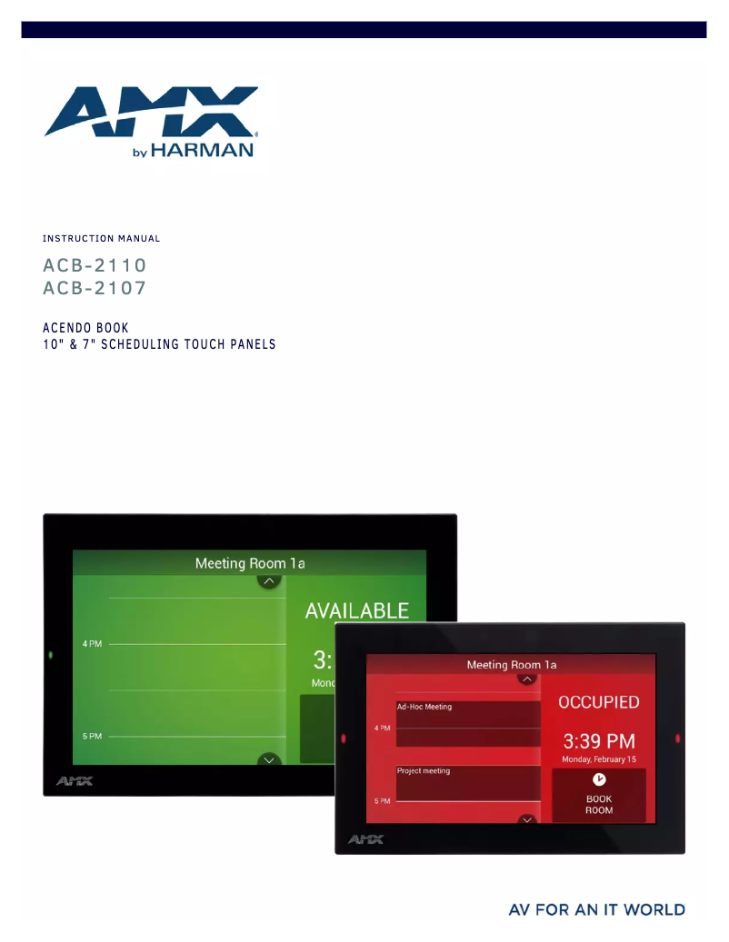 Page n°1 - Manuel utilisateur AMX Acendo Book ACB-2107
