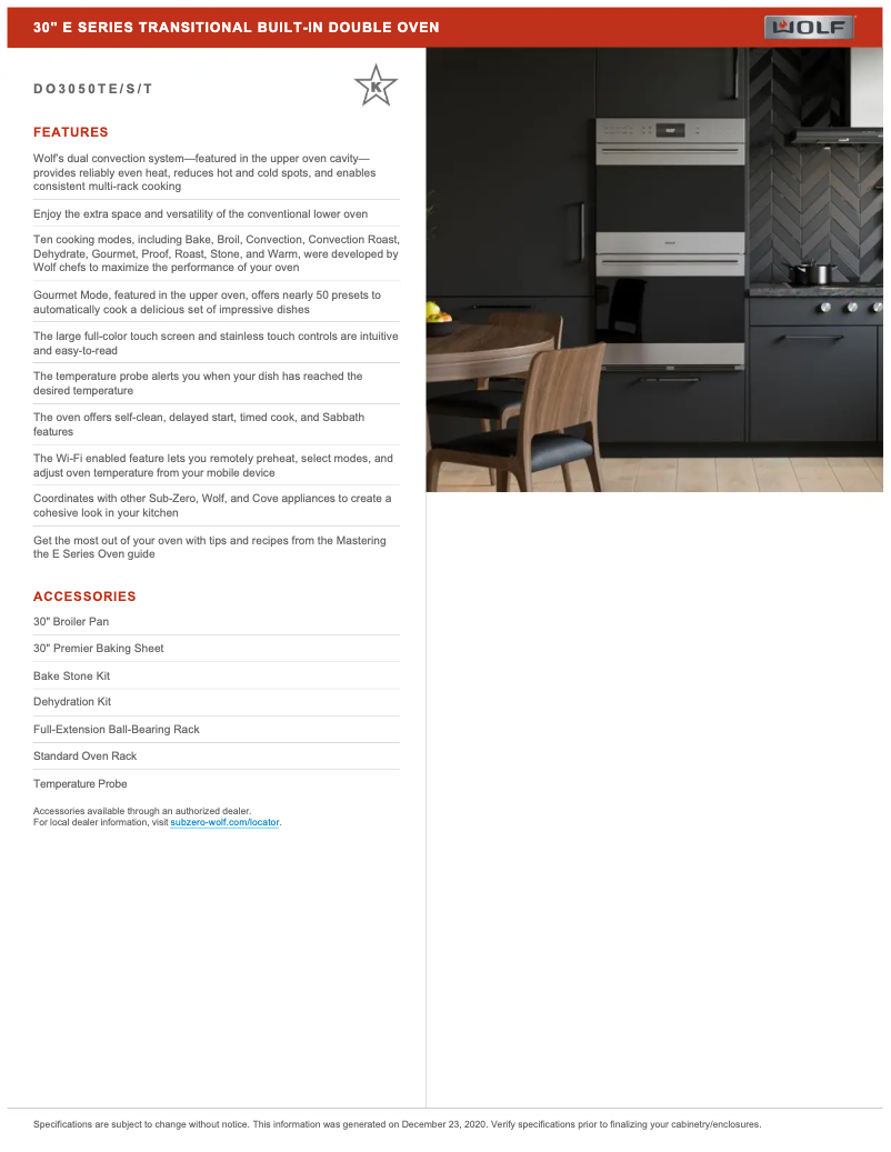 Page 1 de la notice Manuel utilisateur Wolf DO3050TE